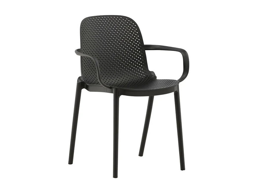 Baltimore chaise de salle à manger avec accoudoirs, plastique noir.