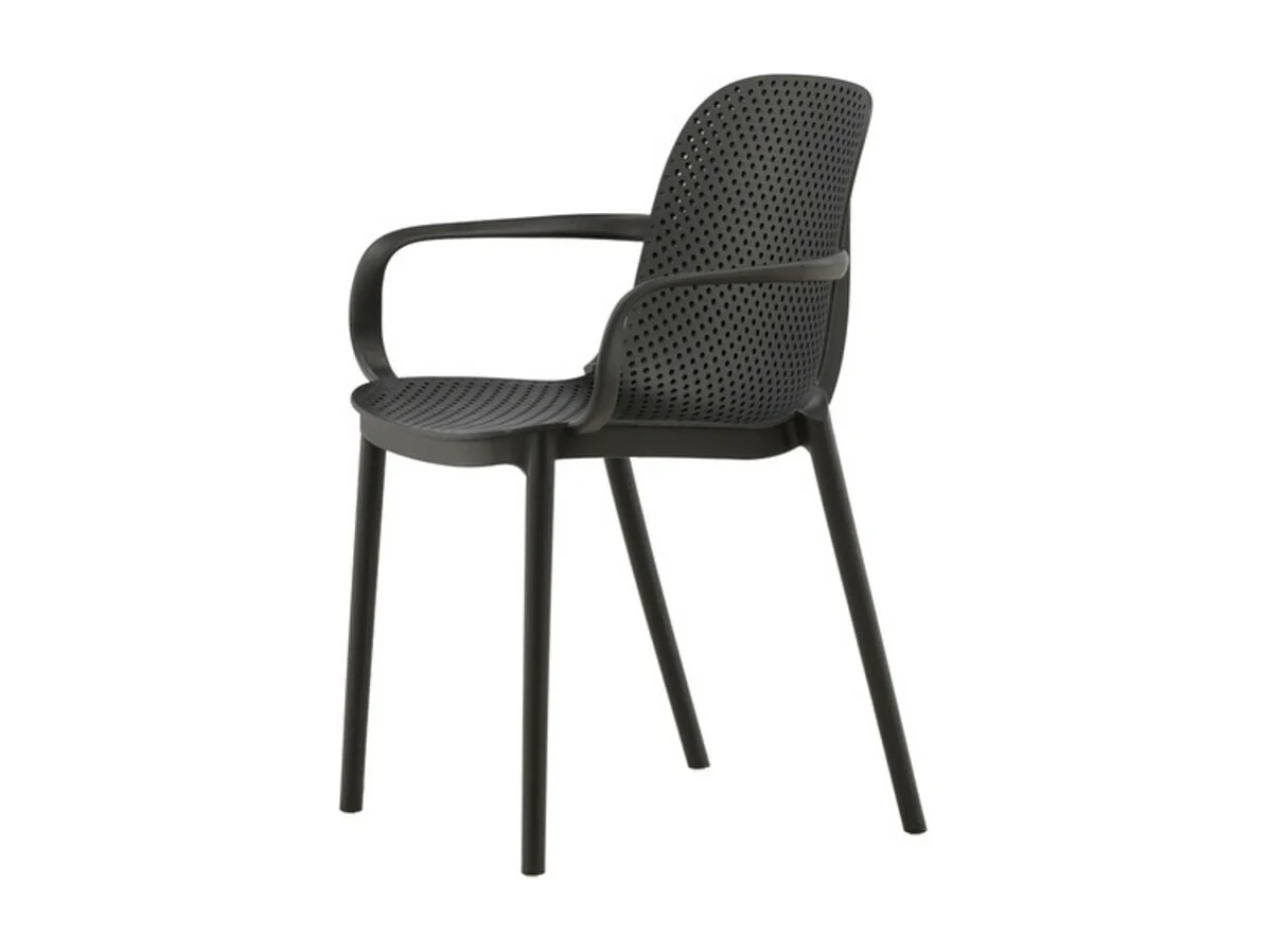 Baltimore chaise de salle à manger avec accoudoirs, plastique noir.