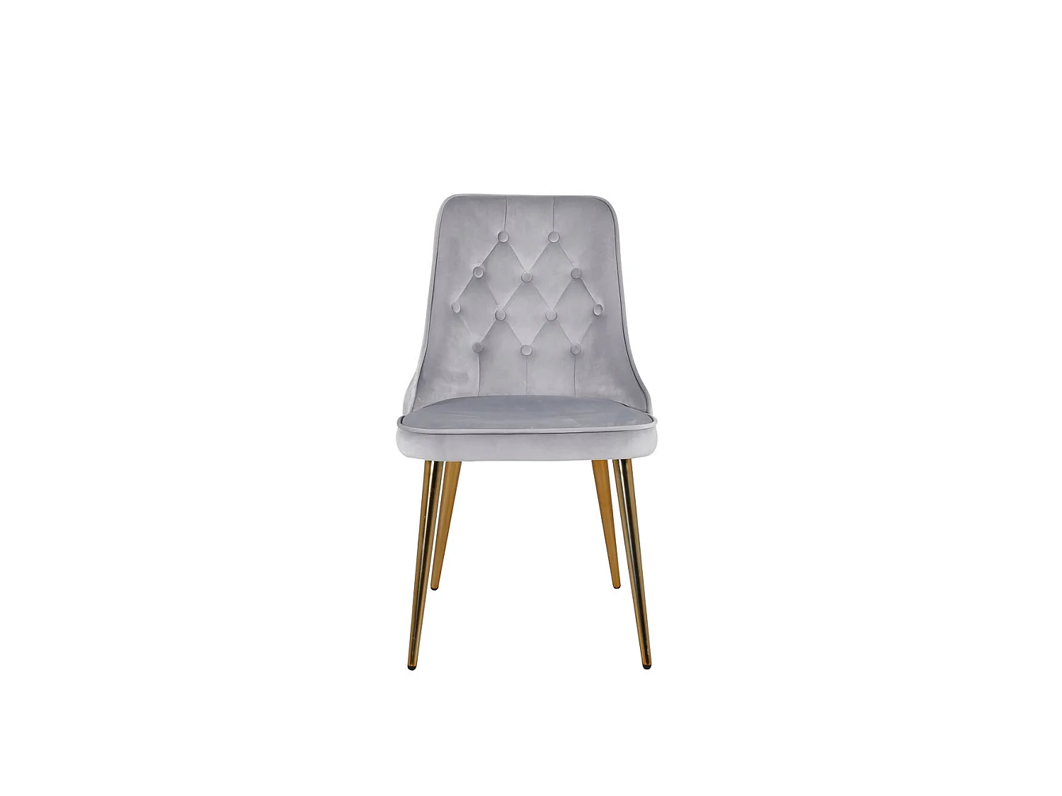 VelvetDeluxe Chaise de salle à manger en velours, gris clair, finition laiton.