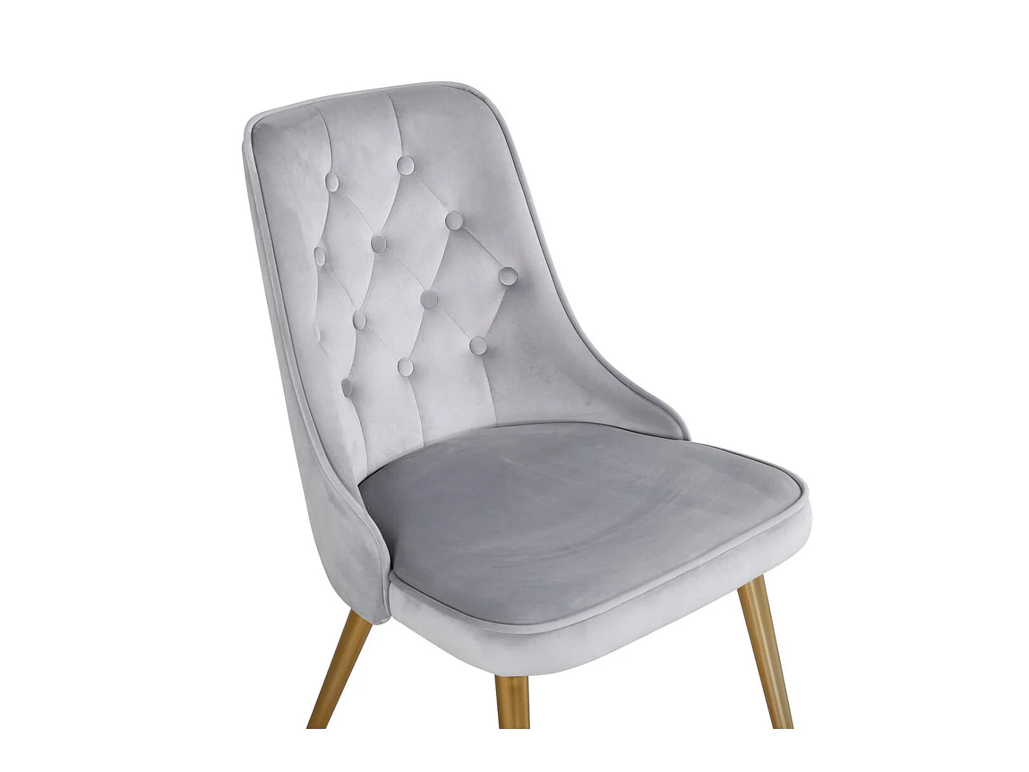 VelvetDeluxe Chaise de salle à manger en velours, gris clair, finition laiton.