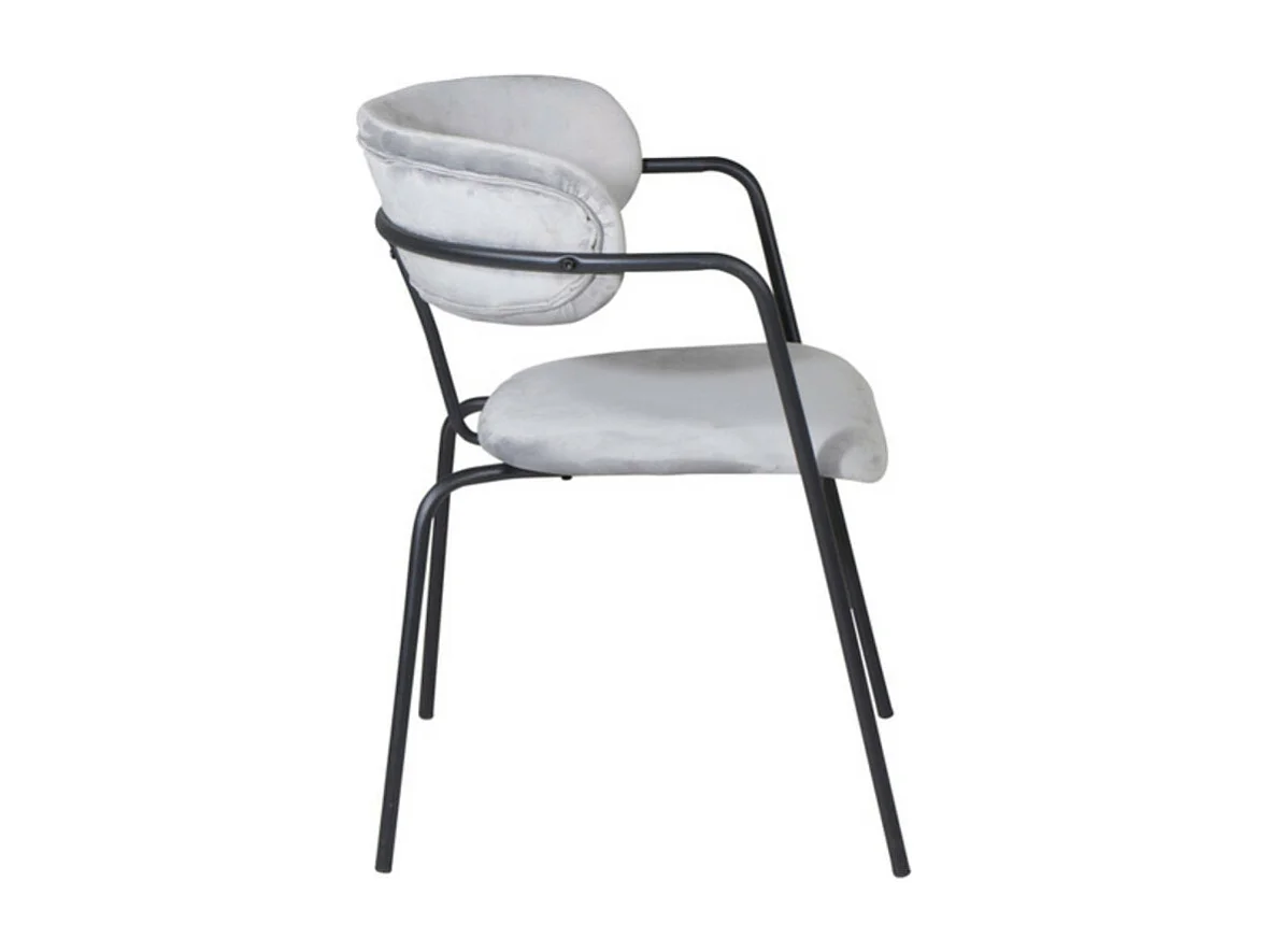 Arrow chaise de salle à manger avec accoudoirs, velours gris.