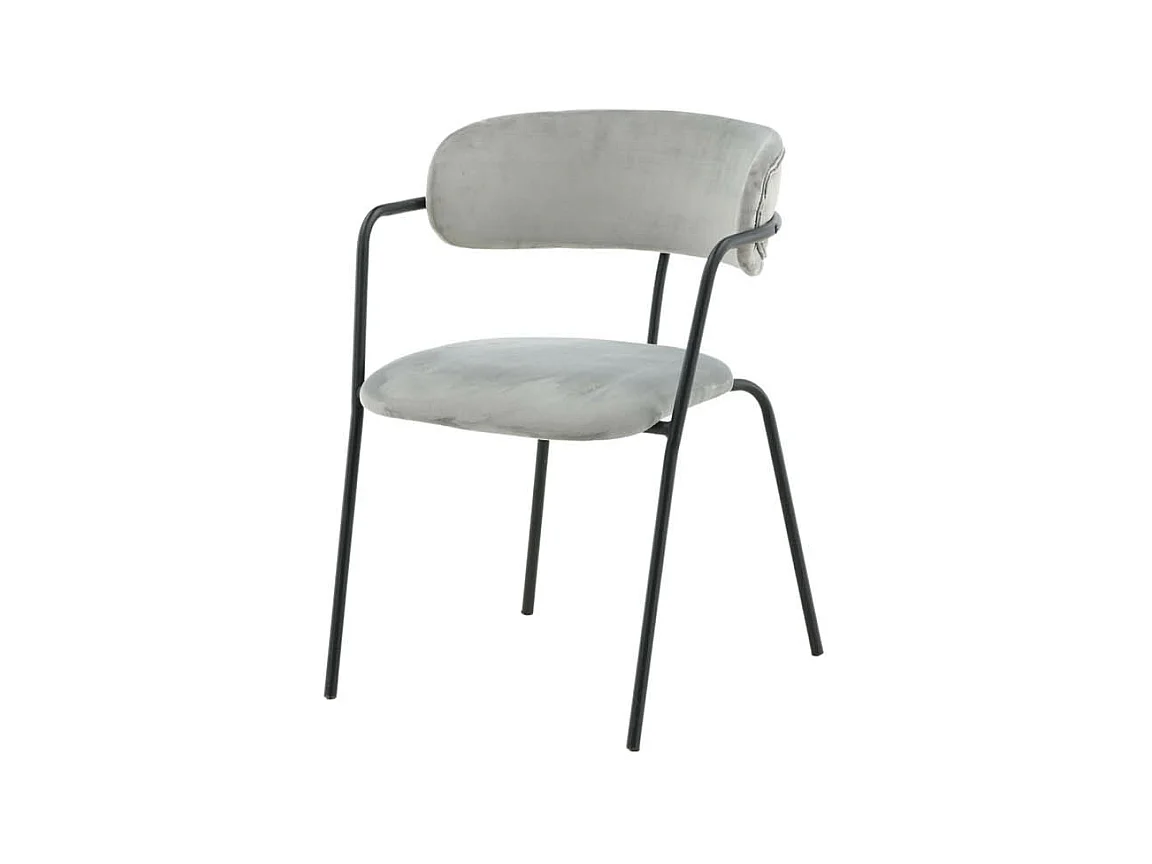 Arrow chaise de salle à manger avec accoudoirs, velours gris.