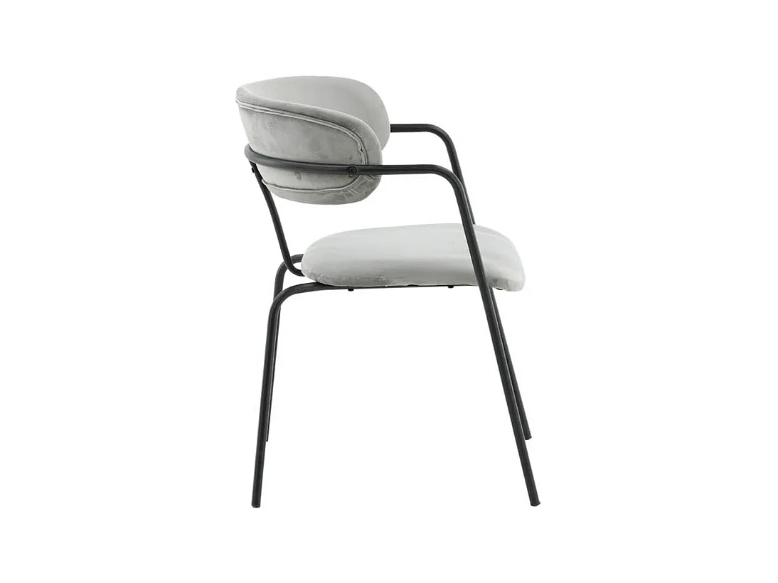 Arrow chaise de salle à manger avec accoudoirs, velours gris.