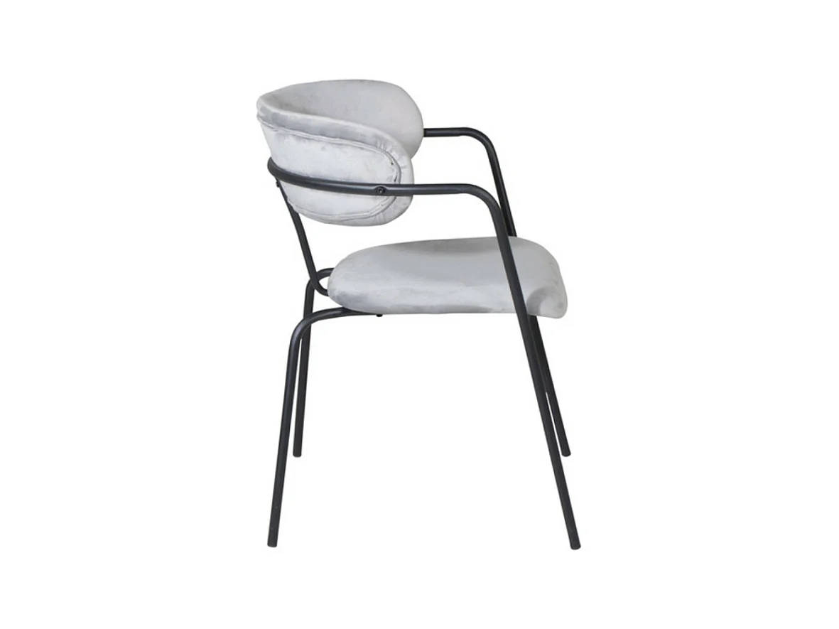 Arrow chaise de salle à manger avec accoudoirs, velours gris.