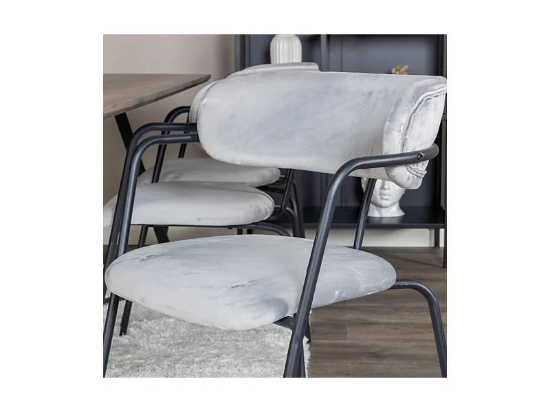 Arrow chaise de salle à manger avec accoudoirs, velours gris.