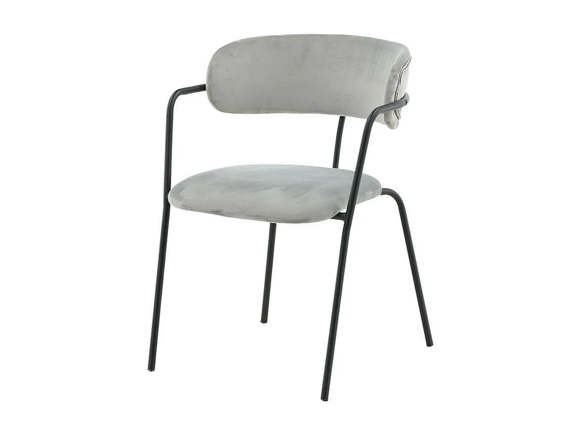 Arrow chaise de salle à manger avec accoudoirs, velours gris.