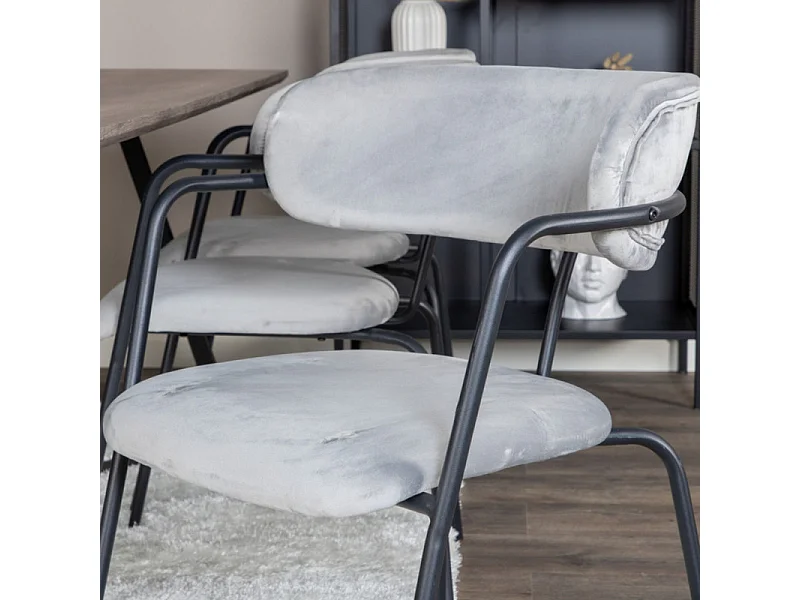 Arrow chaise de salle à manger avec accoudoirs, velours gris.