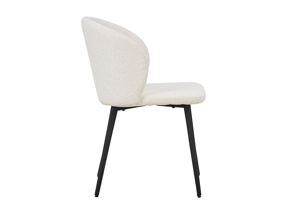 Chaise HARDIN Tissu Bouclé Blanc, dimension H80 x L51 x P55, idéal pour votre cuisine ou salle à manger