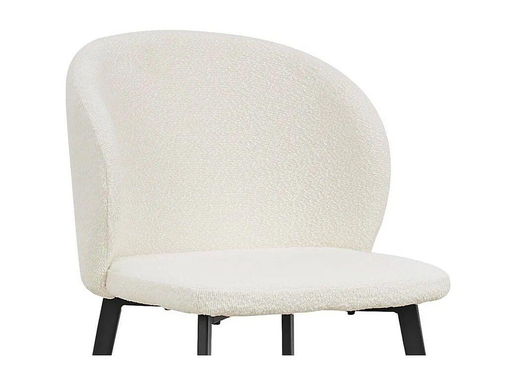 Chaise HARDIN Tissu Bouclé Blanc, dimension H80 x L51 x P55, idéal pour votre cuisine ou salle à manger
