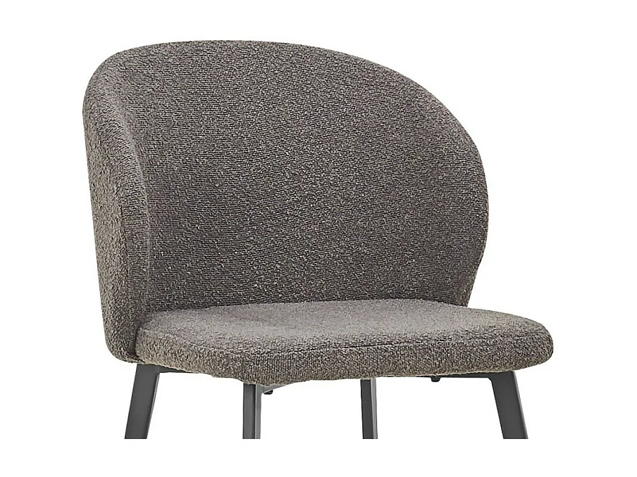 Chaise HARDIN – Tissu bouclé gris – Pieds métal noir – H80 x L51 x P55 cm