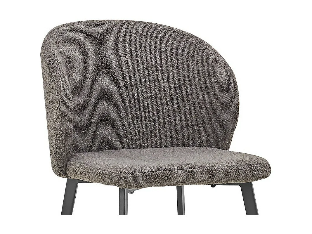 Chaise HARDIN – Tissu bouclé gris – Pieds métal noir – H80 x L51 x P55 cm