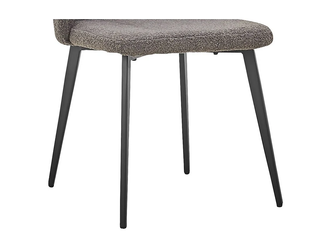 Chaise HARDIN – Tissu bouclé gris – Pieds métal noir – H80 x L51 x P55 cm