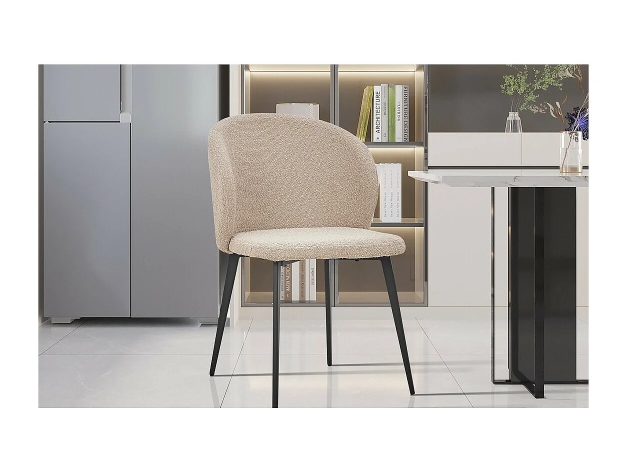 Stoel TOLO Bouclé Stof Zandkleur, afmetingen H80 x B51 x D55, ideaal voor uw keuken of eetkamer