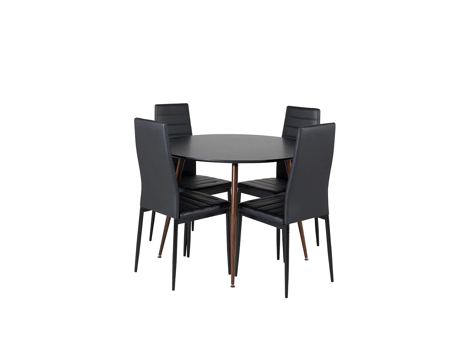 PlazaBLWA100 ensemble table, table noir et 4 Slim High Back chaises Similicuir PU noir.