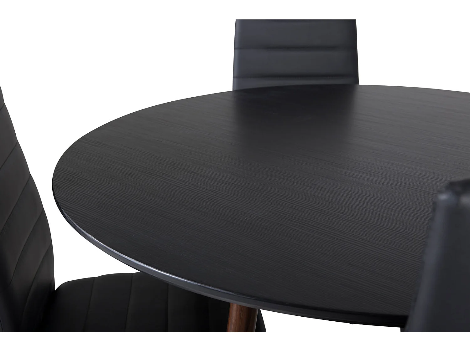 PlazaBLWA100 Essgruppe Esstisch schwarz und 4 Slim High Back Esszimmerstühle PU Kunstleder schwarz.