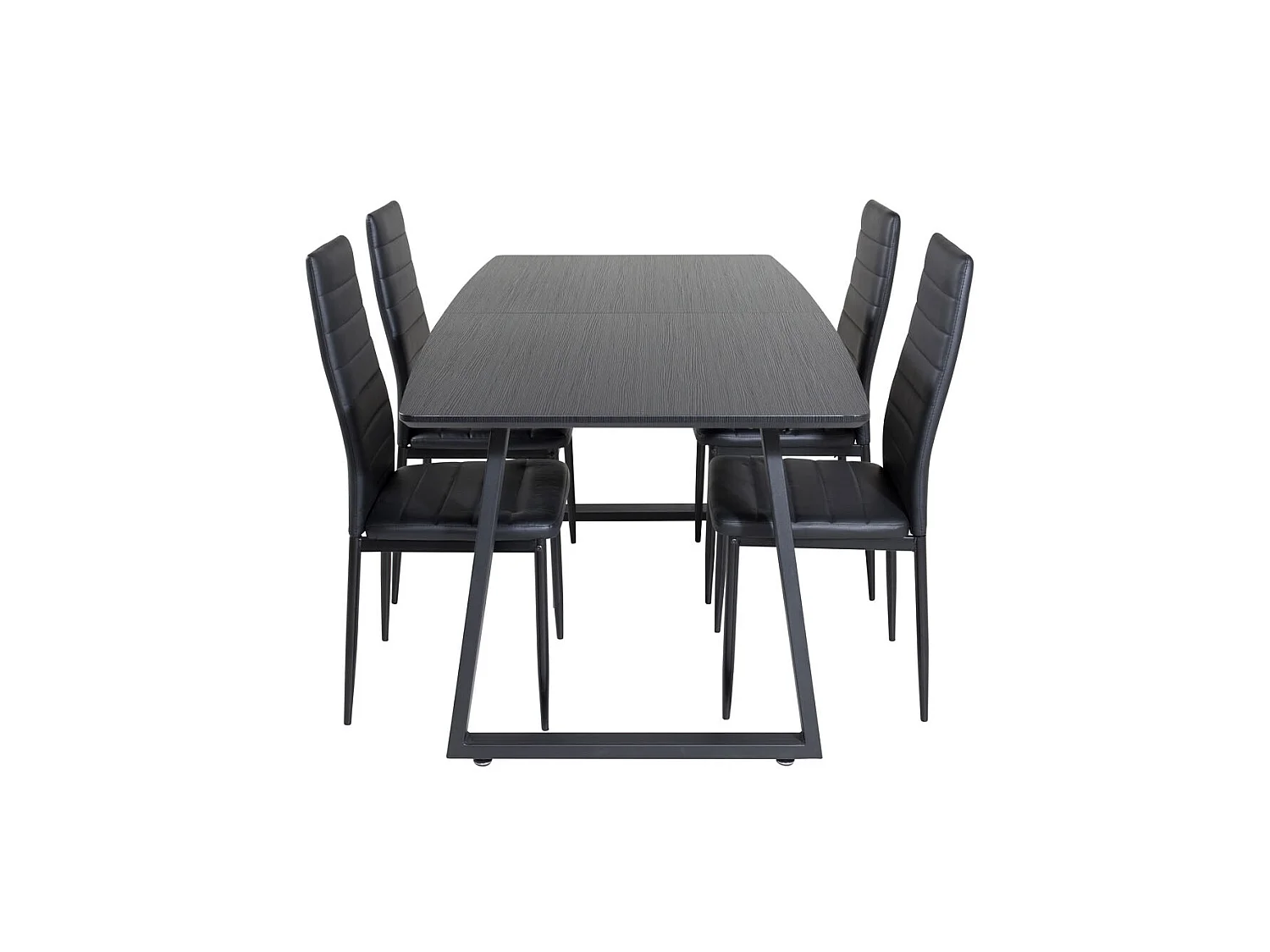 IncaBLBL ensemble table, table extensible longueur cm160 / 200 noir et 4 Slim High Back chaises Similicuir PU noir.