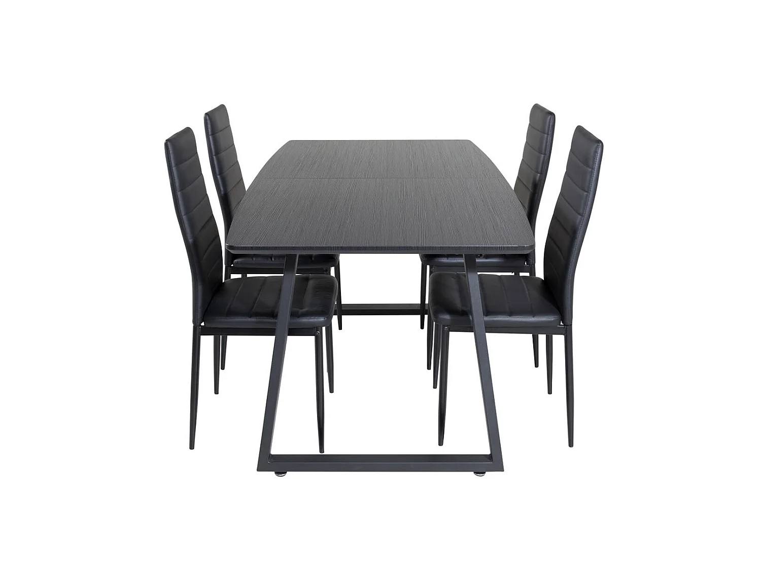 IncaBLBL ensemble table, table extensible longueur cm160 / 200 noir et 4 Slim High Back chaises Similicuir PU noir.