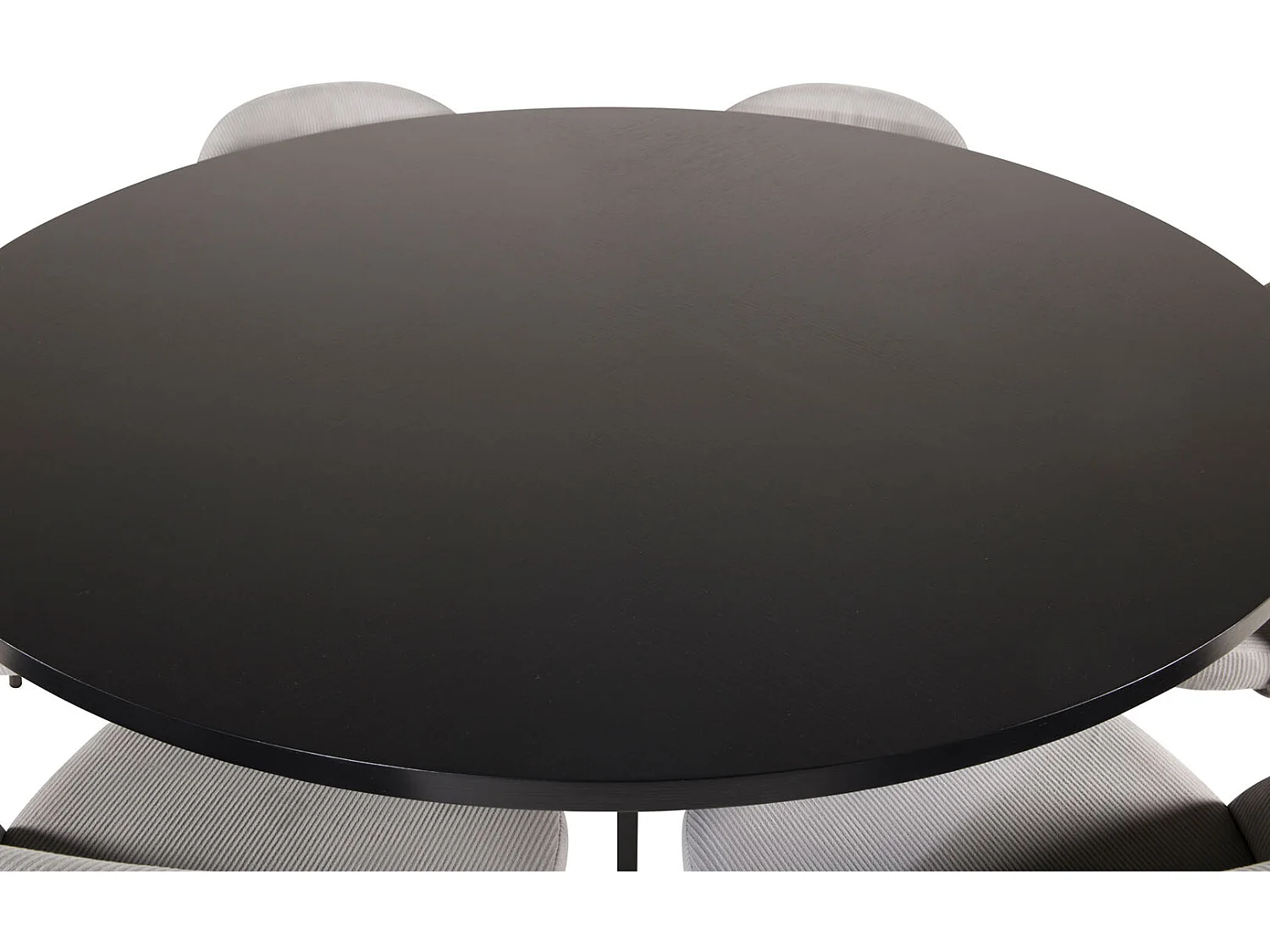 Copenhagen ensemble table, table marron et 6 Velvet chaises Velours côtelé grisclair, noir.