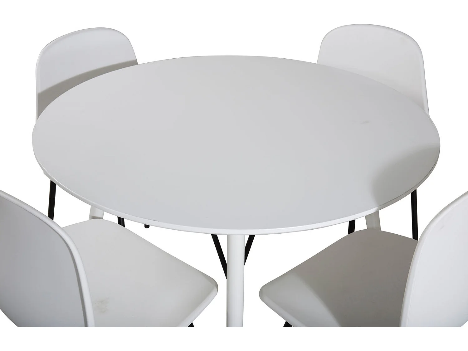 PlazaWHWH100 ensemble table, table blanc et 4 Arctic chaises blanc, noir.