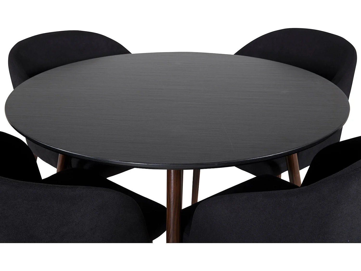 PlazaBLWA100 eethoek eetkamertafel zwart en 4 Arch eetkamerstal zwart.