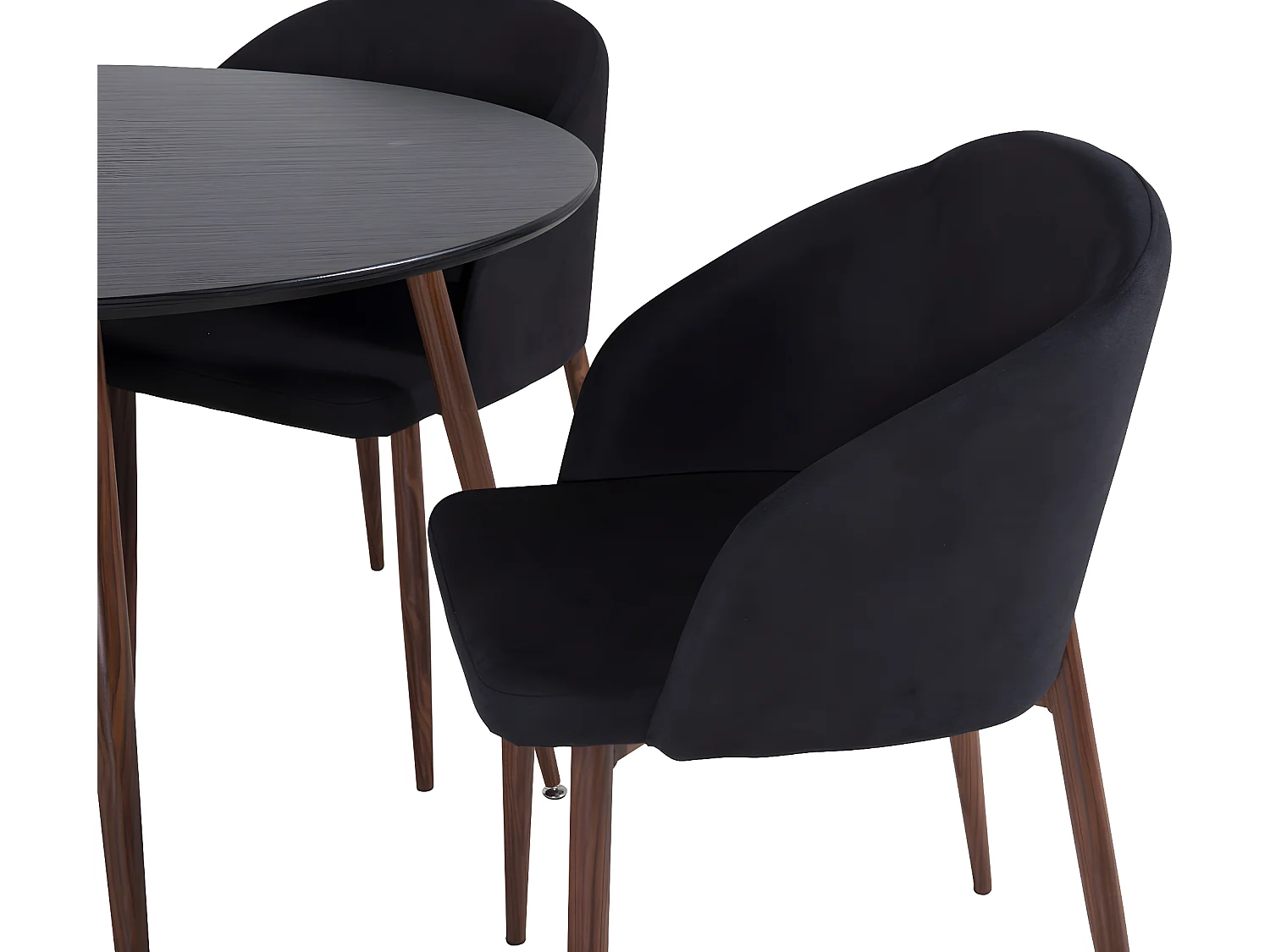 PlazaBLWA100 eethoek eetkamertafel zwart en 4 Arch eetkamerstal zwart.