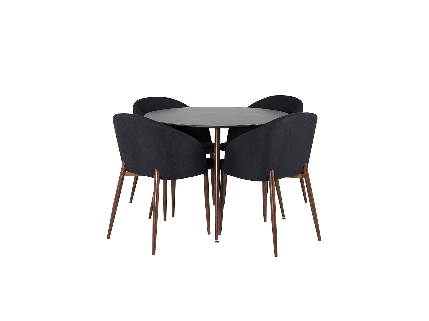 PlazaBLWA100 ensemble table, table noir et 4 Arch chaises noir.