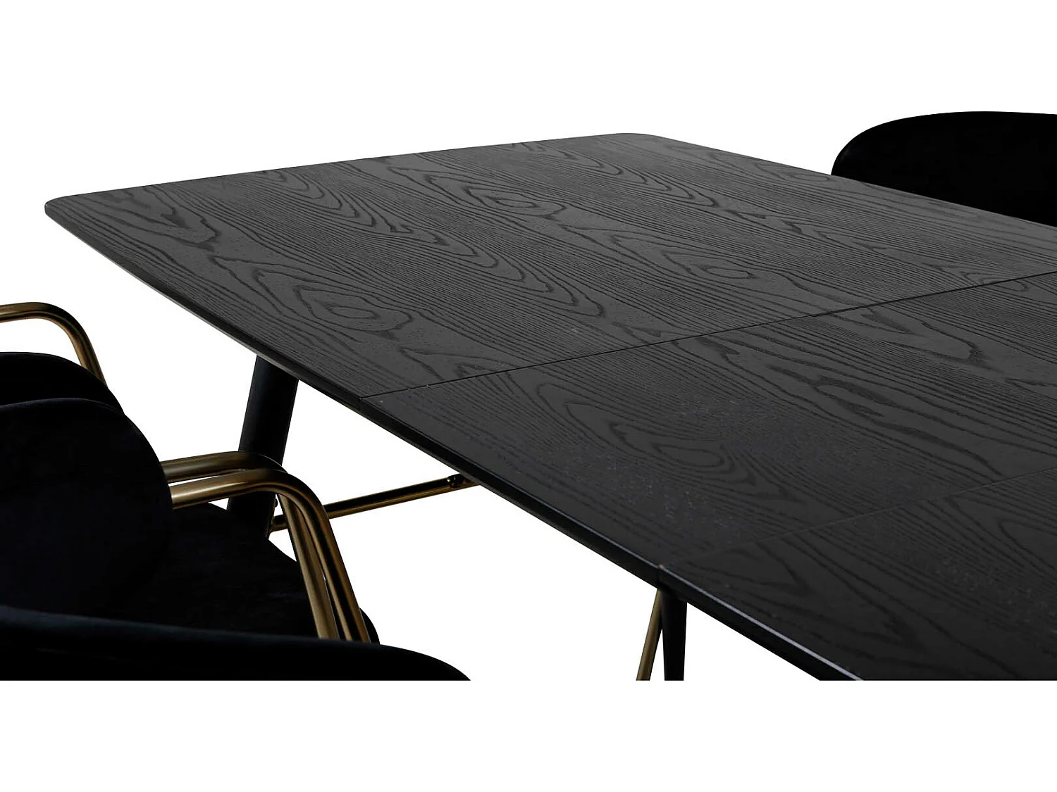 Gold ensemble table, table extensible longueur cm180 / 220 noir et 6 Arrow chaises Velours noir.