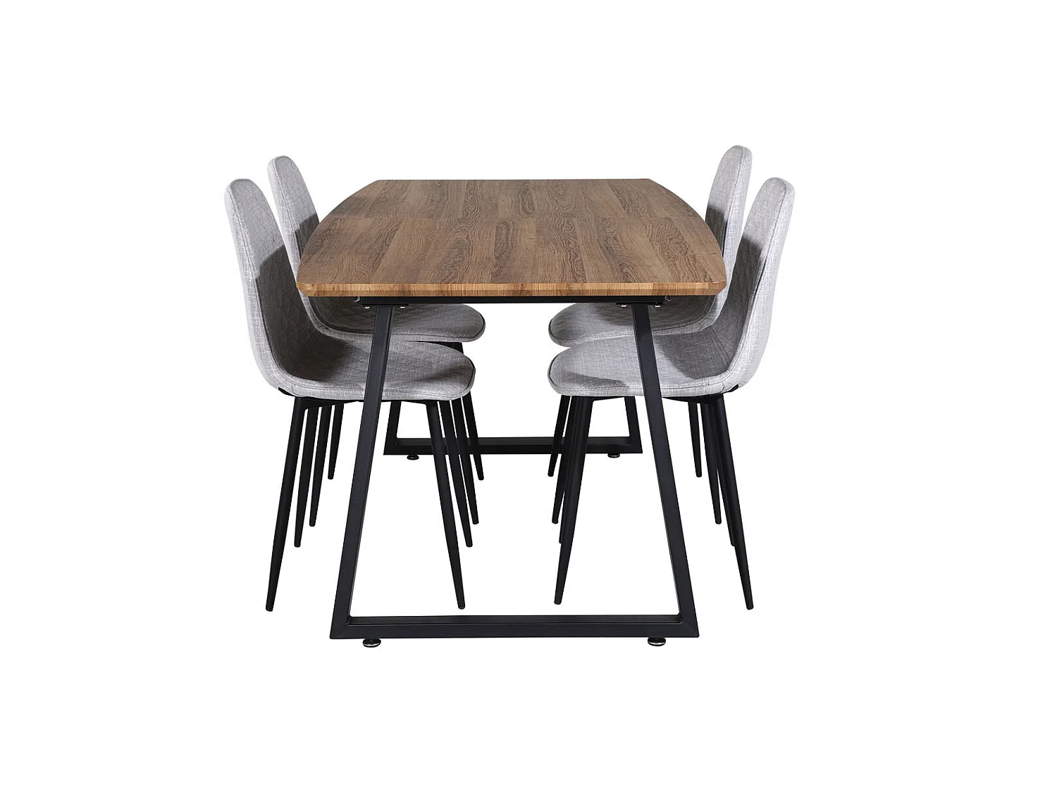 IncaNABL ensemble table, table extensible longueur cm160 / 200 El bois décor et 4 Polar Diamond chaises gris.