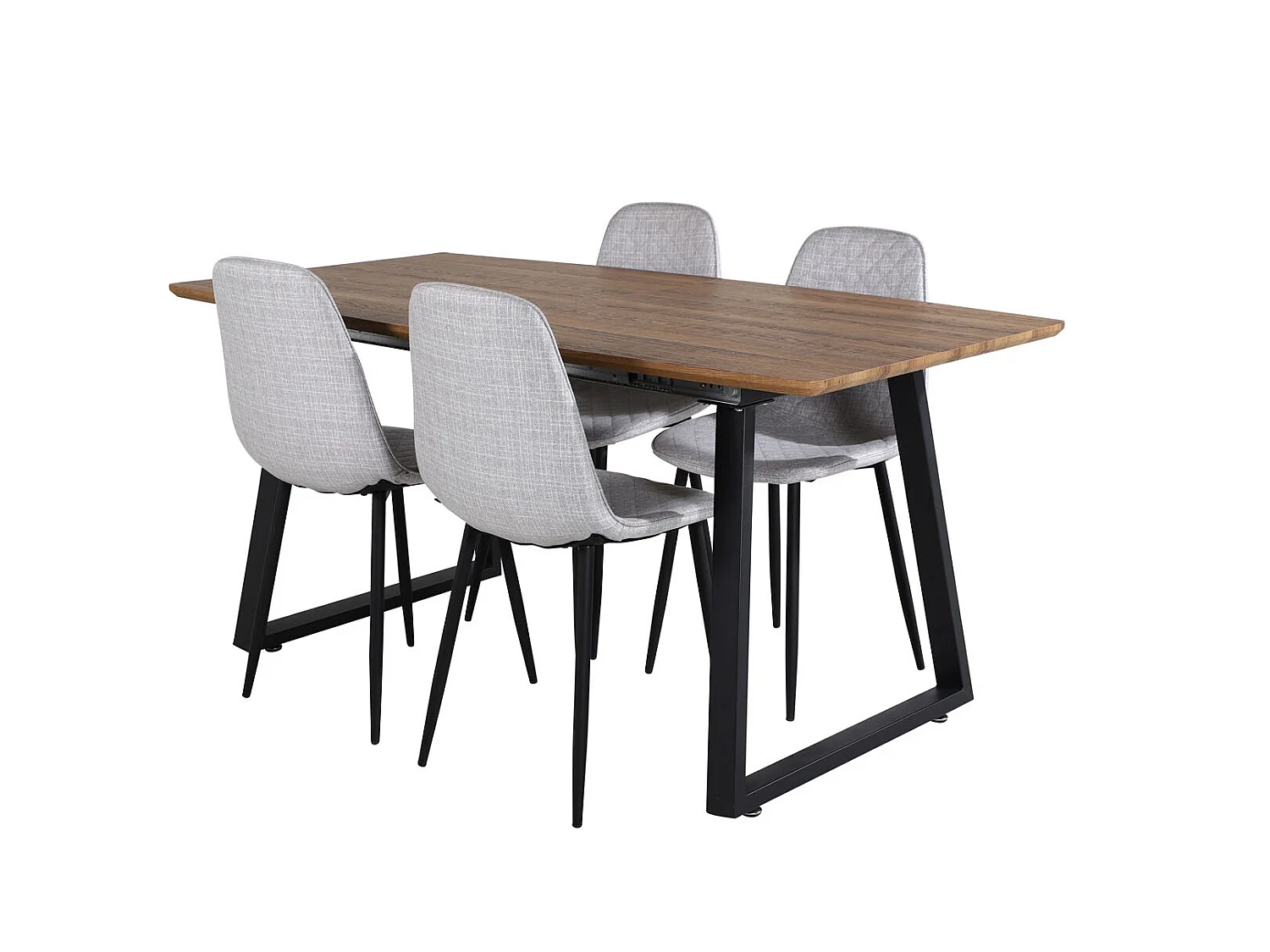 IncaNABL ensemble table, table extensible longueur cm160 / 200 El bois décor et 4 Polar Diamond chaises gris.