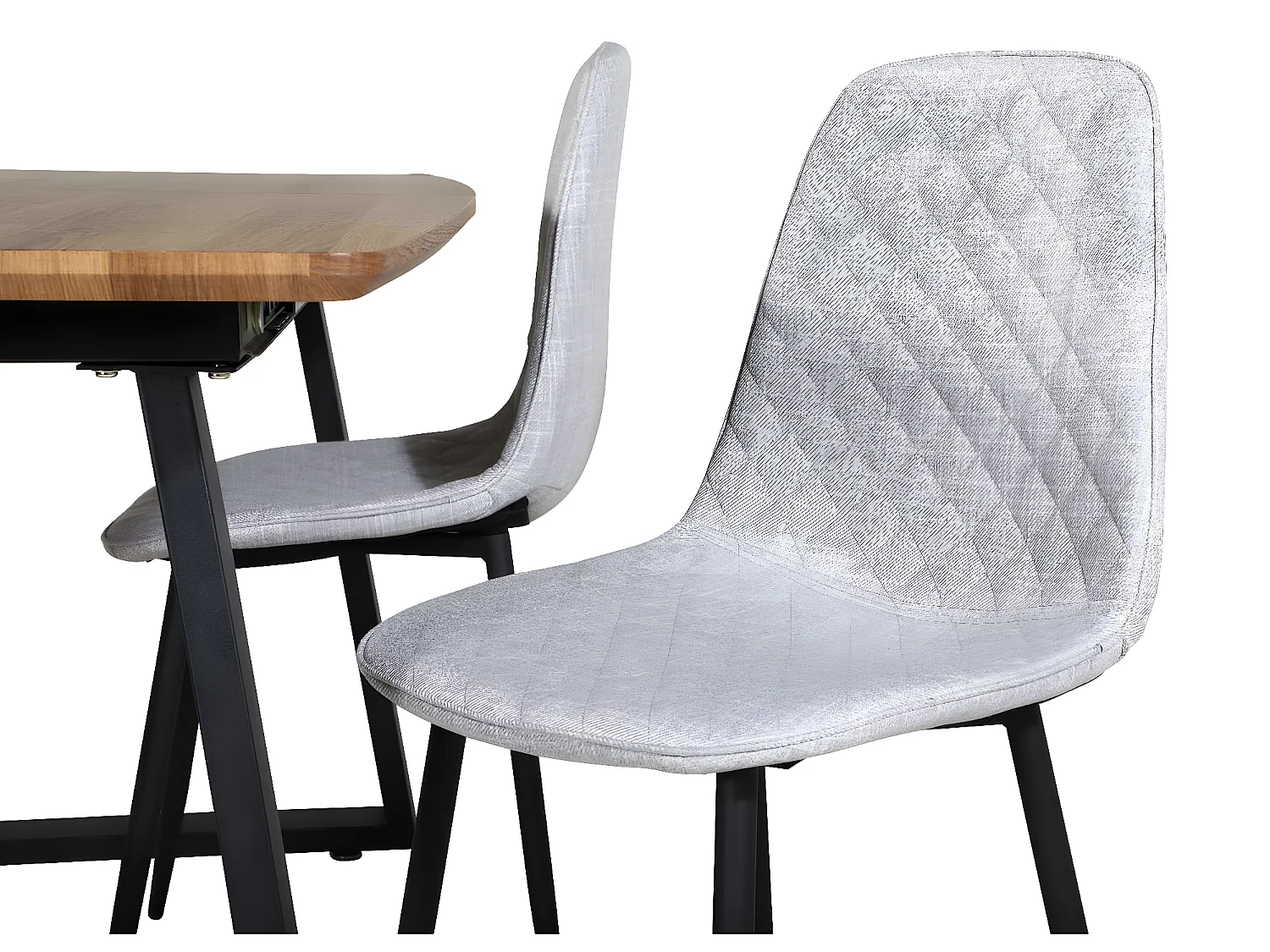 IncaNABL ensemble table, table extensible longueur cm160 / 200 El bois décor et 4 Polar Diamond chaises gris.