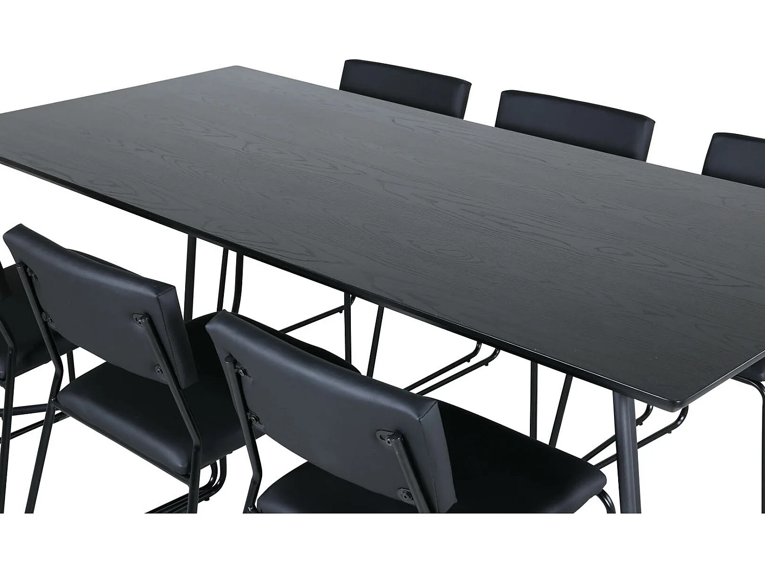 PippiBL Essgruppe Esstisch schwarz und 6 Kenth Esszimmerstühle PU Kunstleder schwarz.