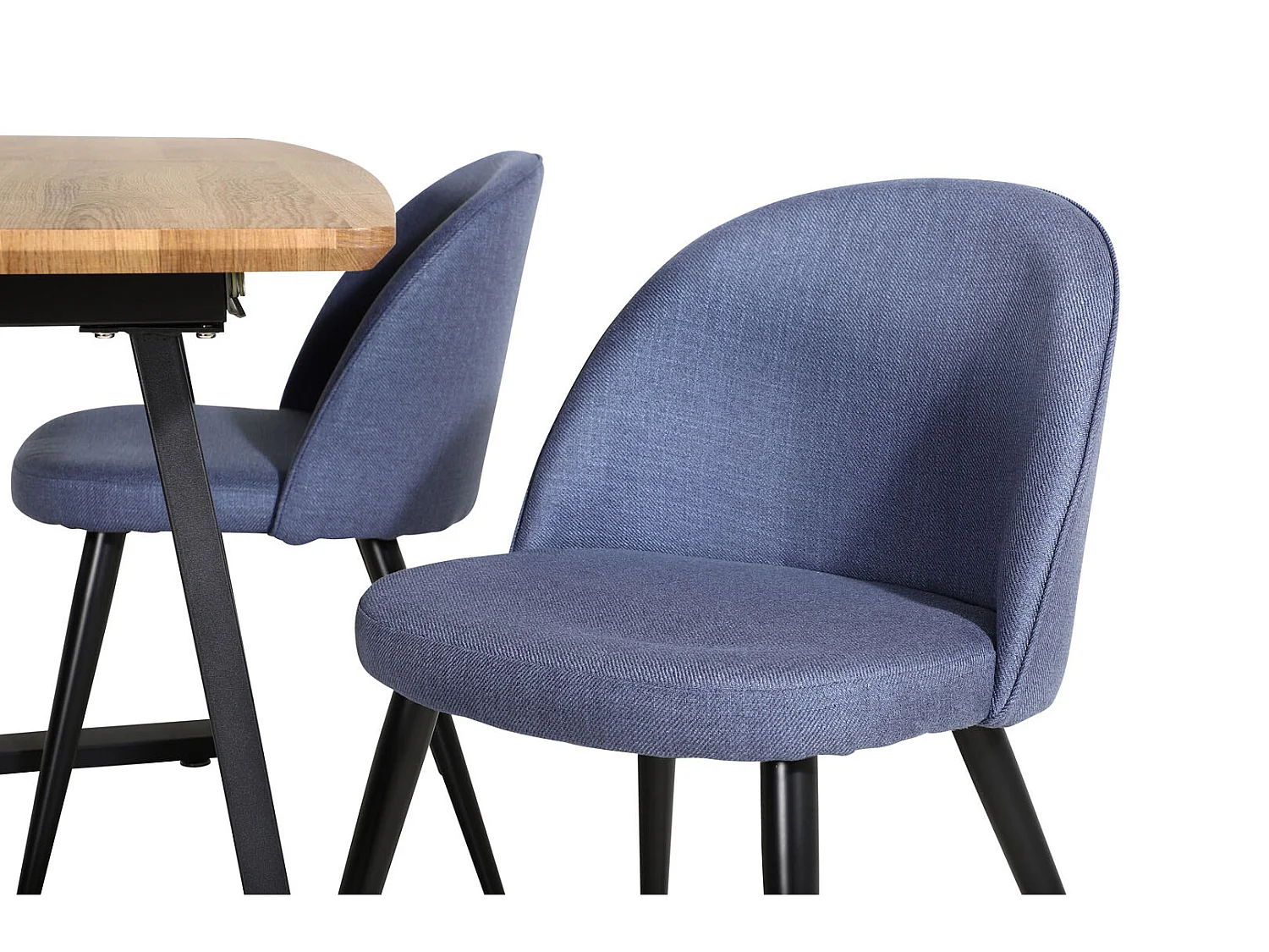 IncaNABL ensemble table, table extensible longueur cm160 / 200 El bois décor et 4 Velvet chaises bleu.