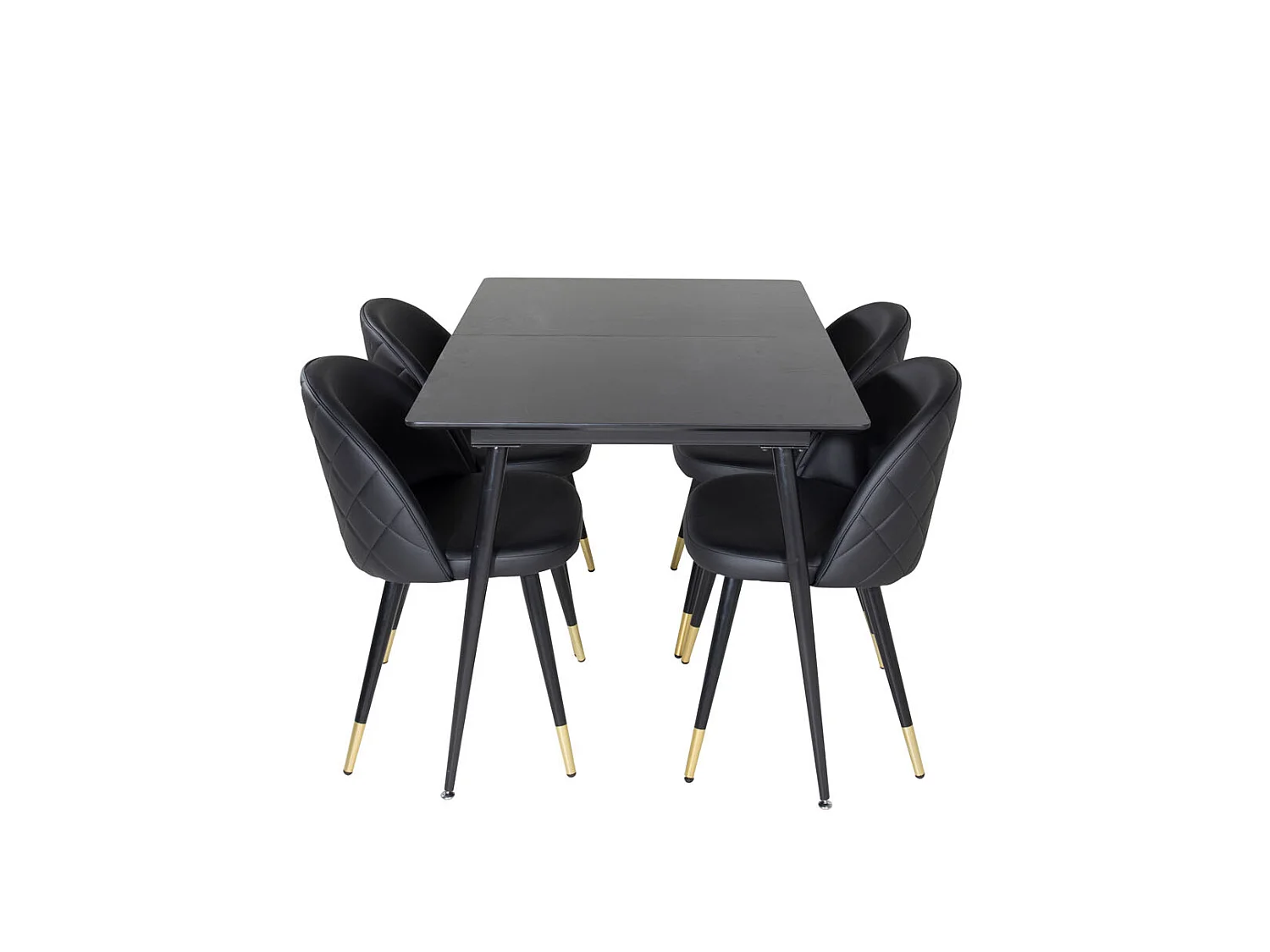 SilarBLExt ensemble table, table extensible longueur cm120 / 160 noir et 4 Velvet chaises Similicuir PU noir.