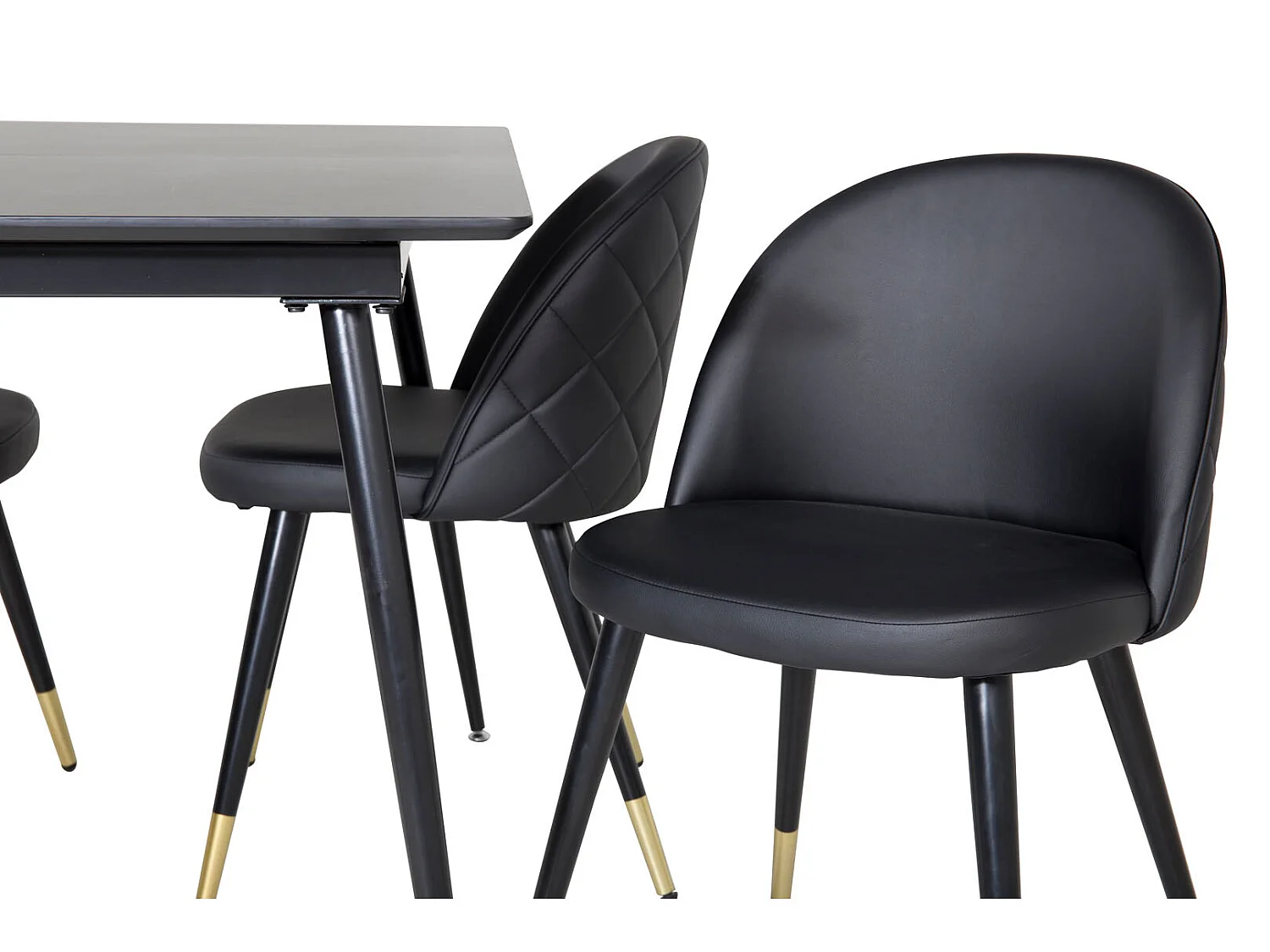 SilarBLExt ensemble table, table extensible longueur cm120 / 160 noir et 4 Velvet chaises Similicuir PU noir.