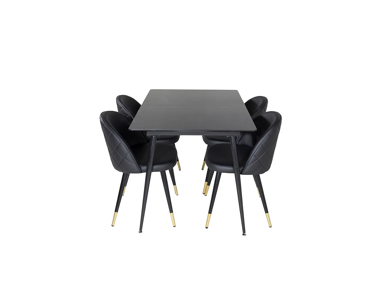 SilarBLExt ensemble table, table extensible longueur cm120 / 160 noir et 4 Velvet chaises Similicuir PU noir.