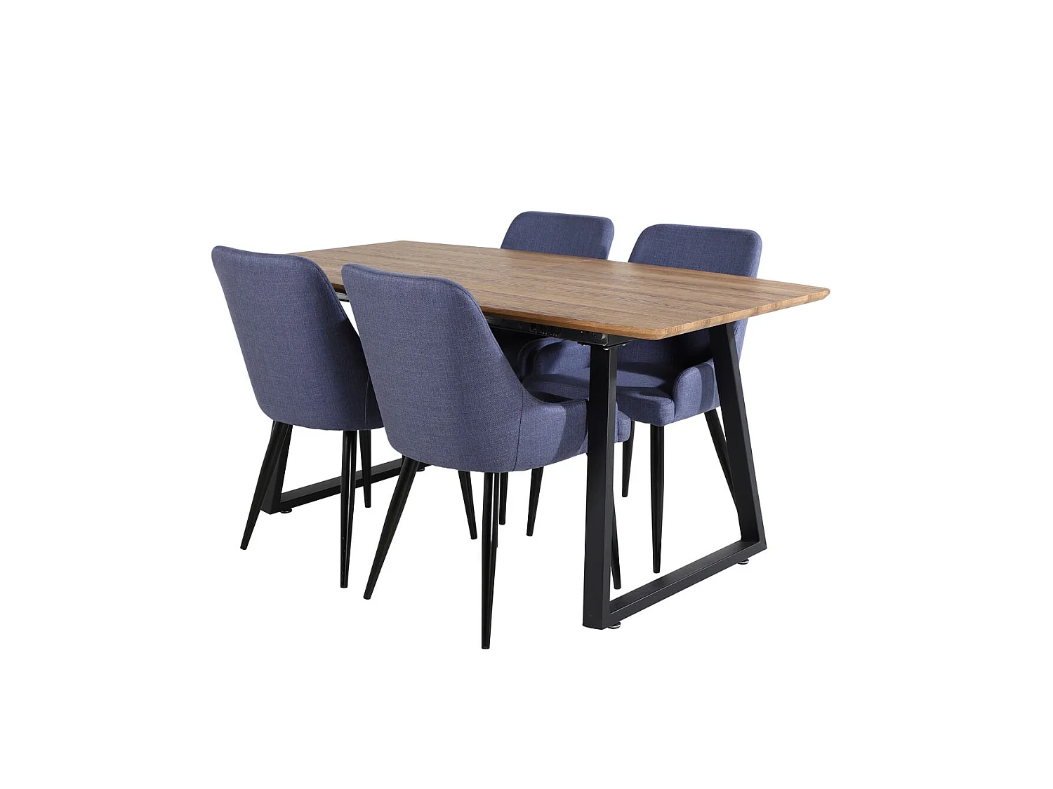 IncaNABL ensemble table, table extensible longueur cm160 / 200 El bois décor et 4 Plaza chaises bleu, noir.