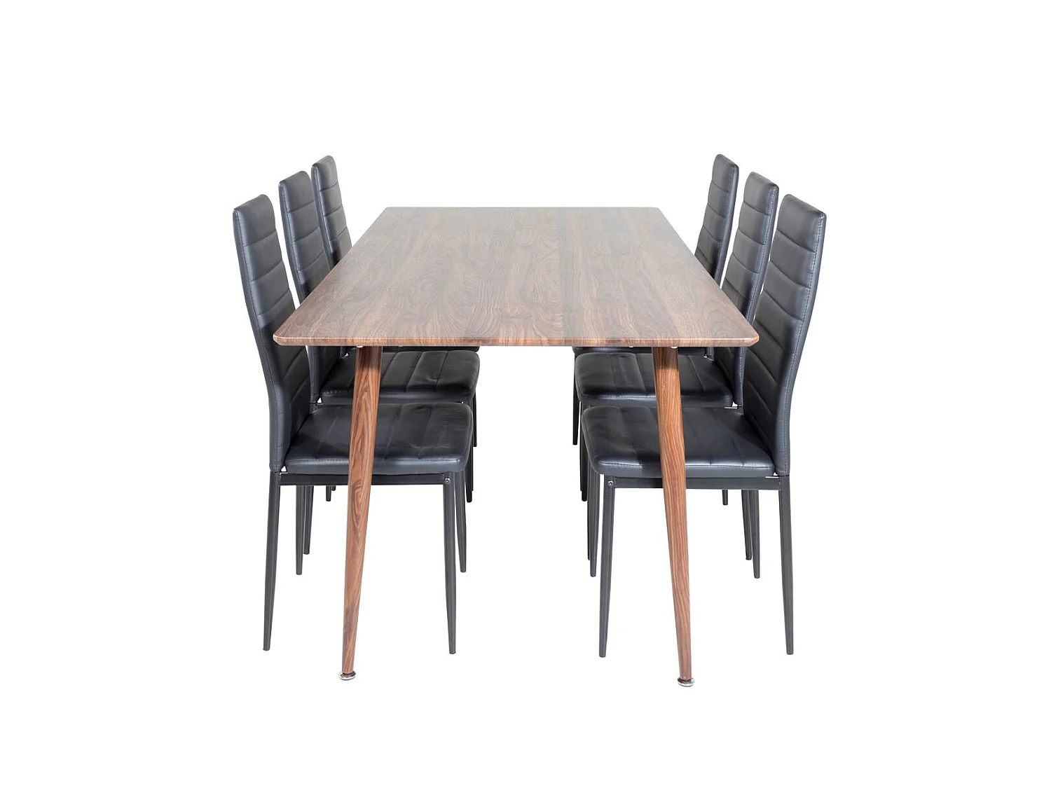 Polar180X90WNWN ensemble table, table noyer décor et 6 Slim High Back chaises Similicuir PU noir.