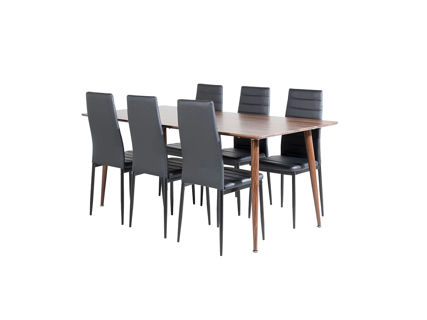 Polar180X90WNWN ensemble table, table noyer décor et 6 Slim High Back chaises Similicuir PU noir.