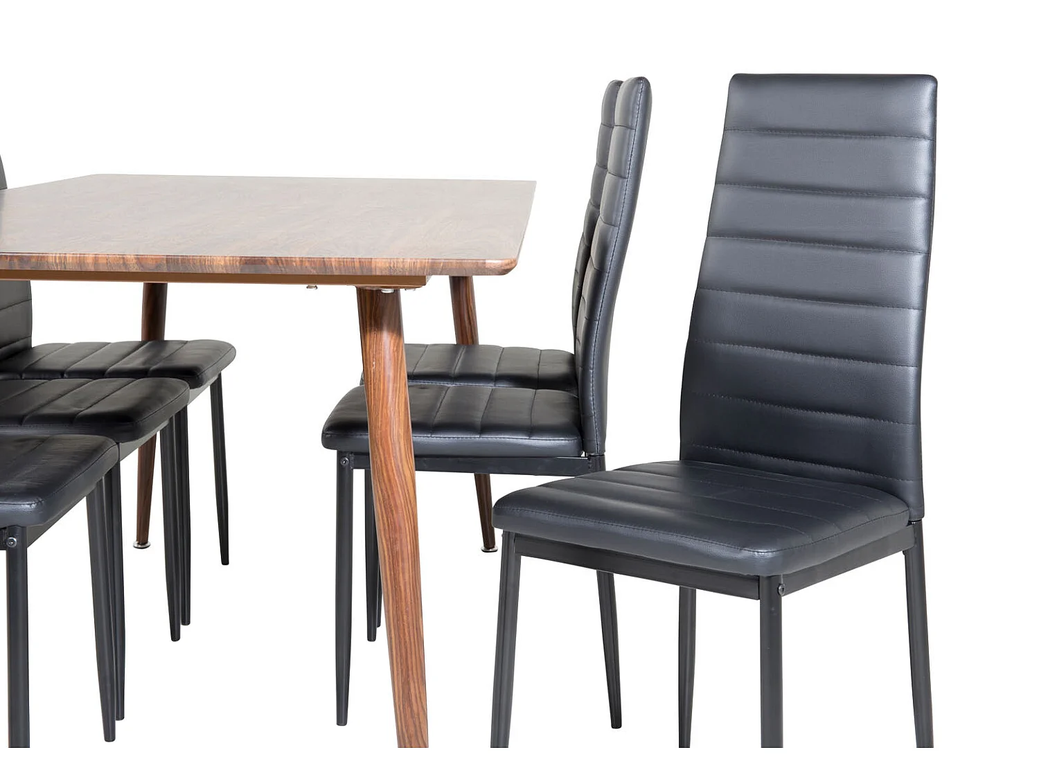 Polar180X90WNWN ensemble table, table noyer décor et 6 Slim High Back chaises Similicuir PU noir.