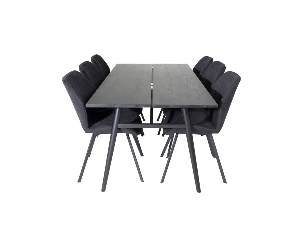 Kauf Unique Sleek Essgruppe Esstisch Ausziehbarer Tisch Länge cm 195 / 280 schwarz und 6 Gemma Esszimmerstühle schwarz