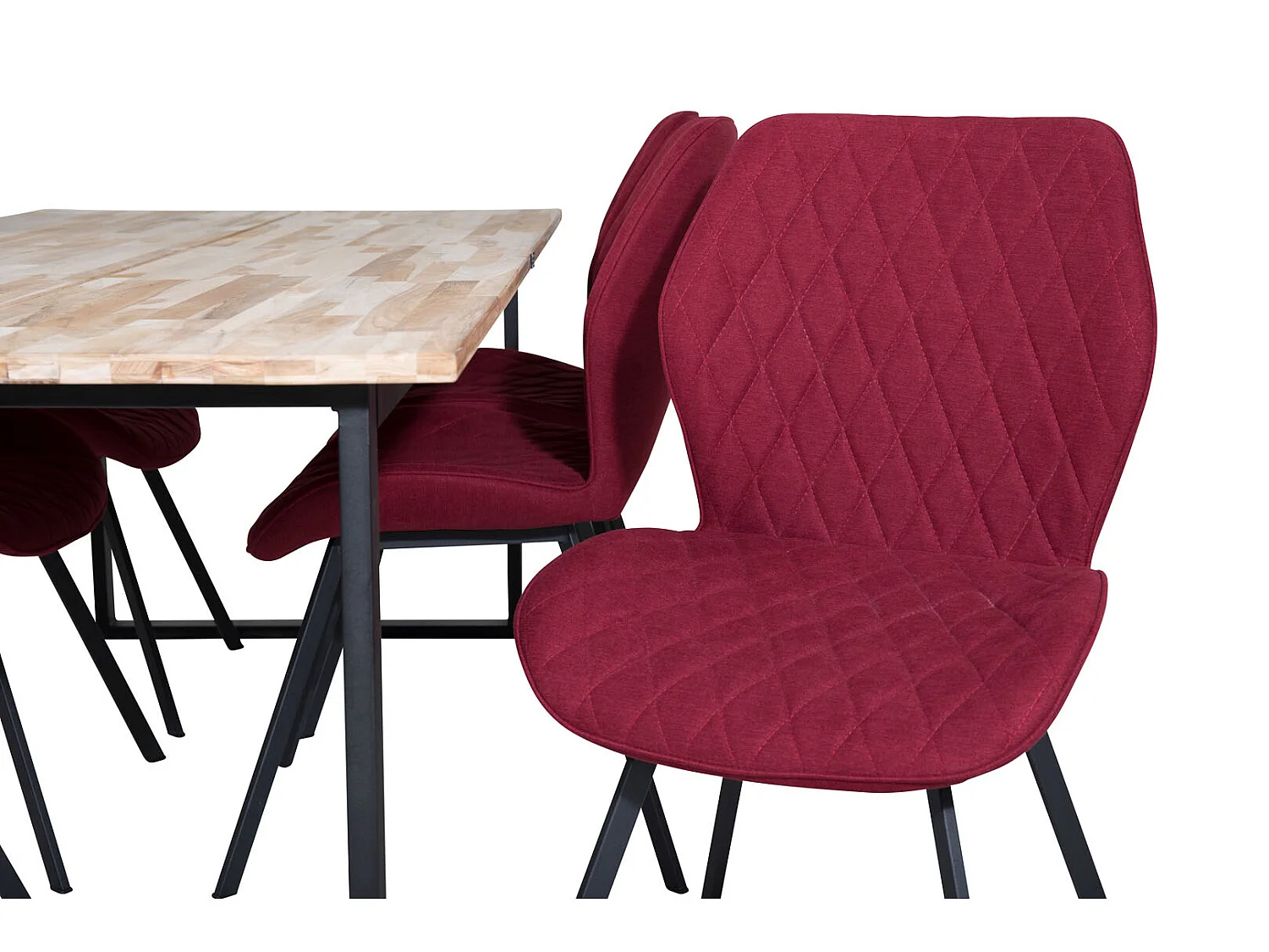 CirebonBL ensemble table, table teck et 6 Gemma chaises rouge.