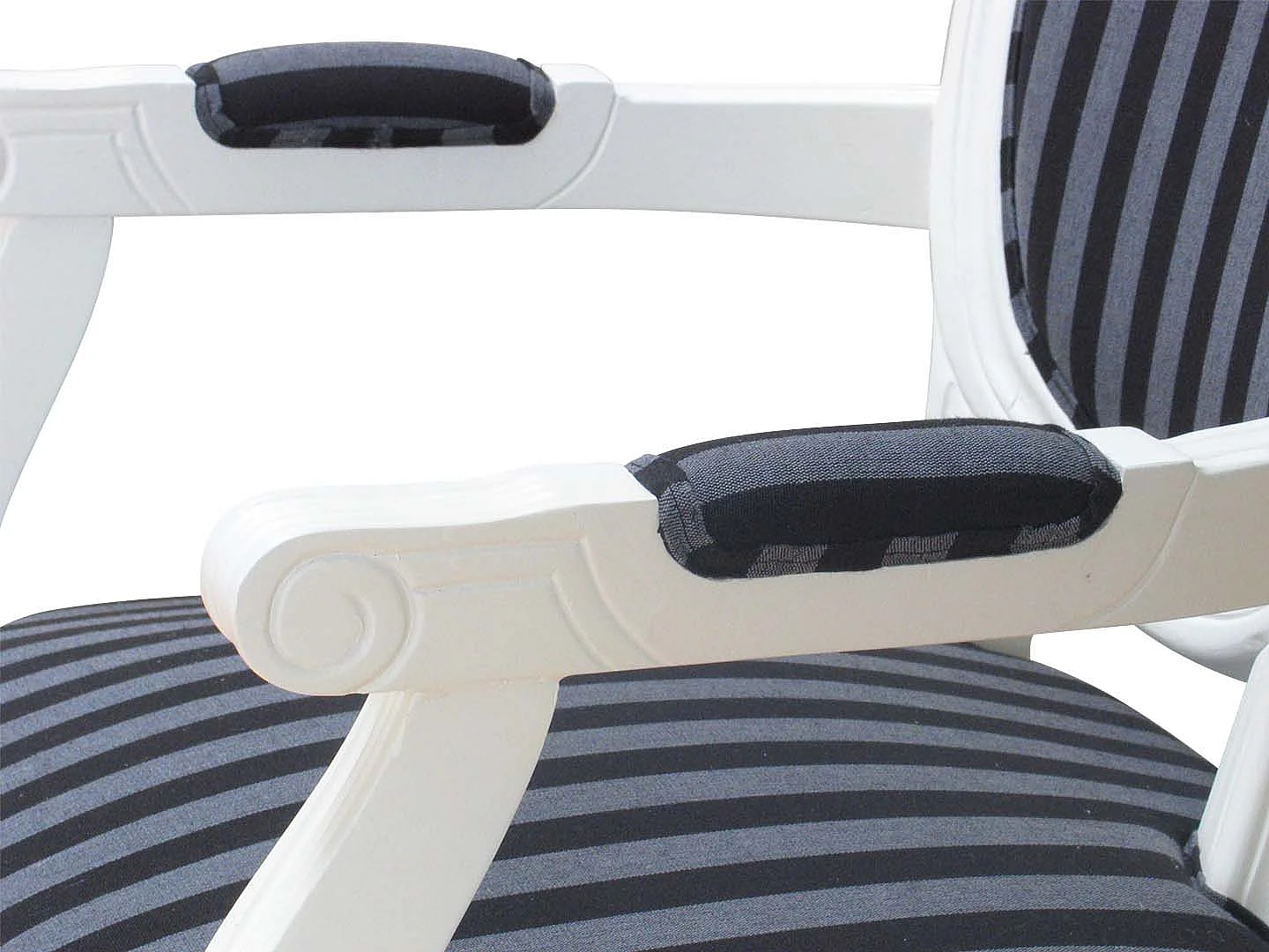 Amaretta Ensemble de salle à manger 100x180/280, 2 extensions inclues, vieux blanc avec 2+6 chaises rococo vieux blanc/noir.