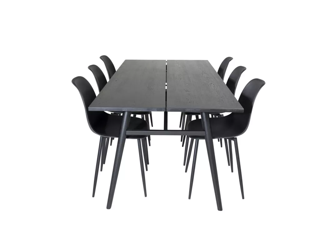 Kauf Unique Sleek Essgruppe Esstisch Ausziehbarer Tisch Länge cm 195 / 280 schwarz und 6 Polar Esszimmerstühle schwarz