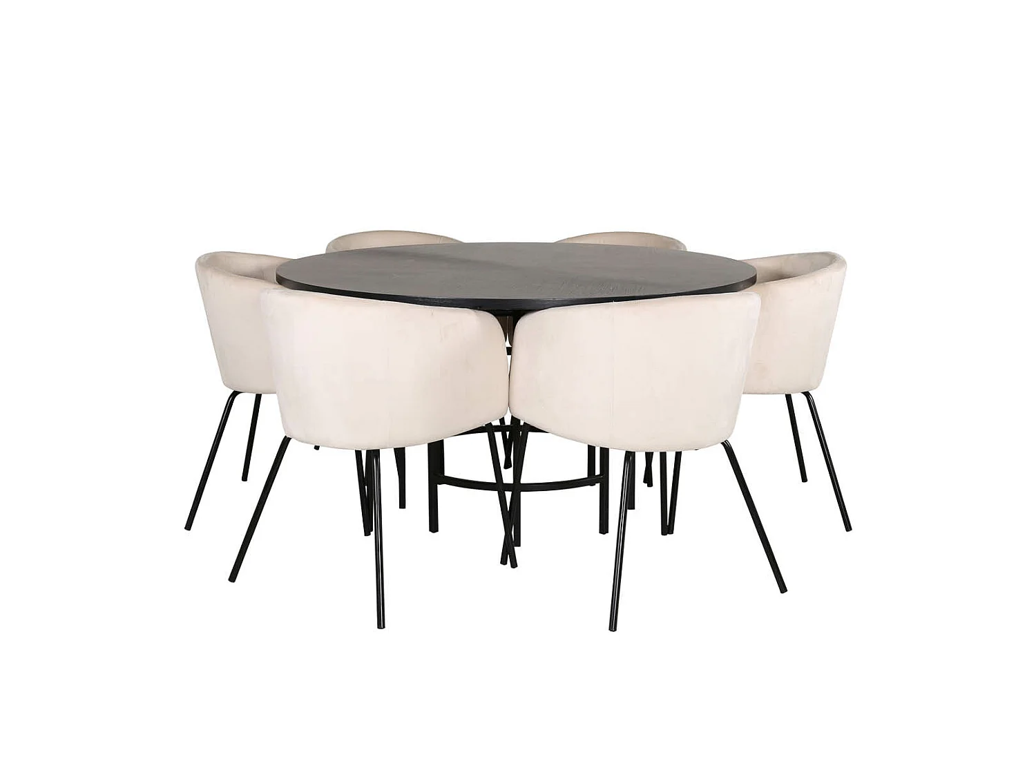 Copenhagen ensemble table, table marron et 6 Berit chaises Velours beige.