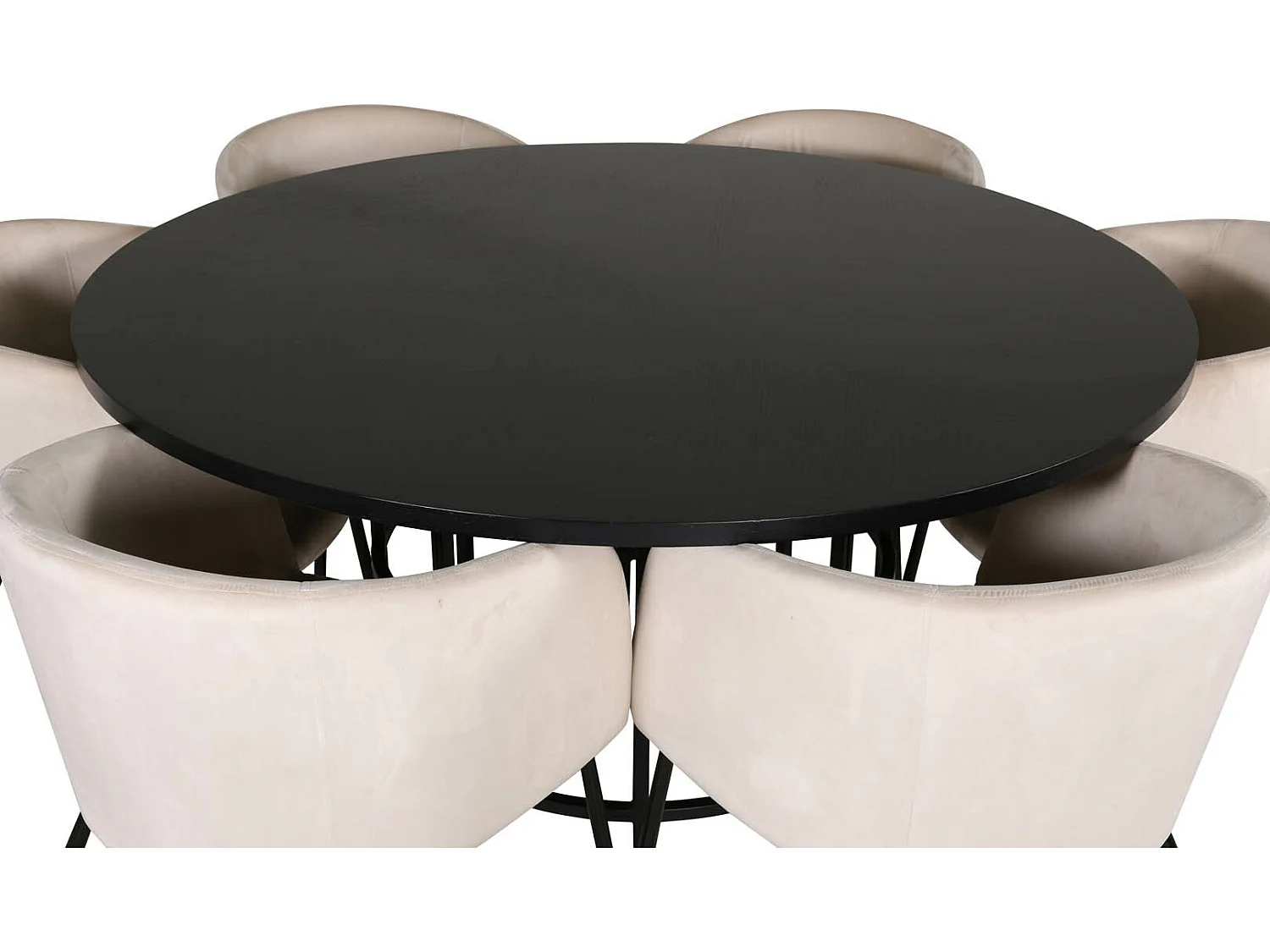 Copenhagen ensemble table, table marron et 6 Berit chaises Velours beige.