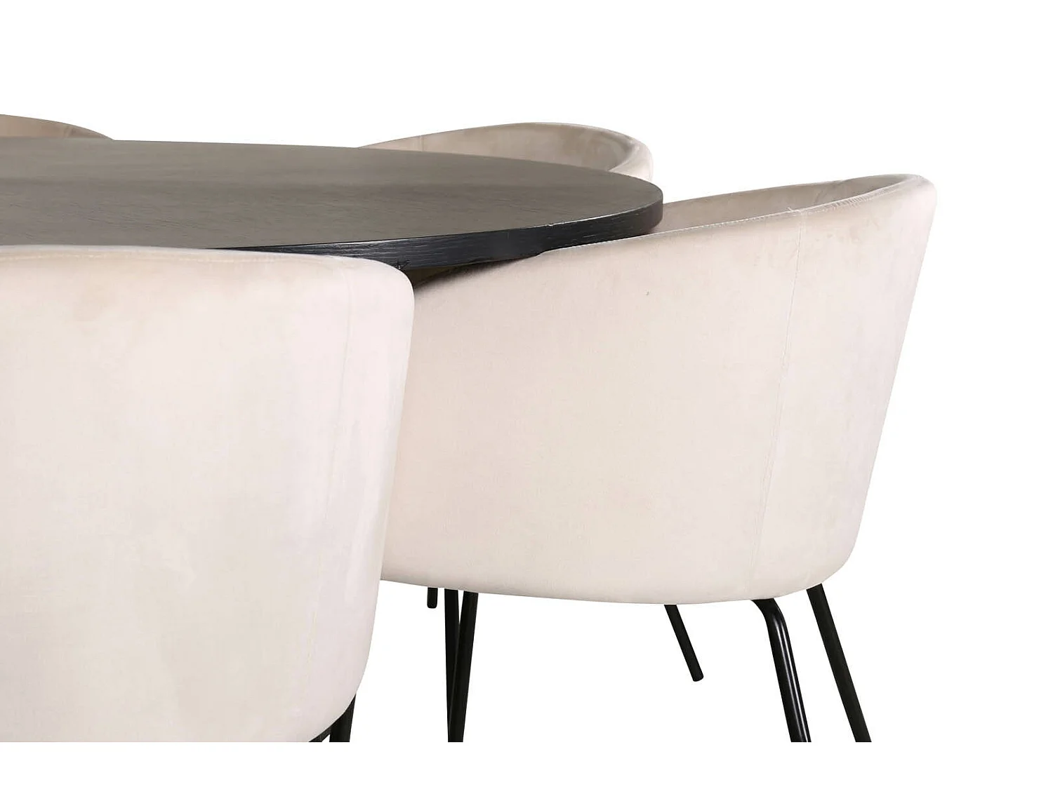 Copenhagen ensemble table, table marron et 6 Berit chaises Velours beige.