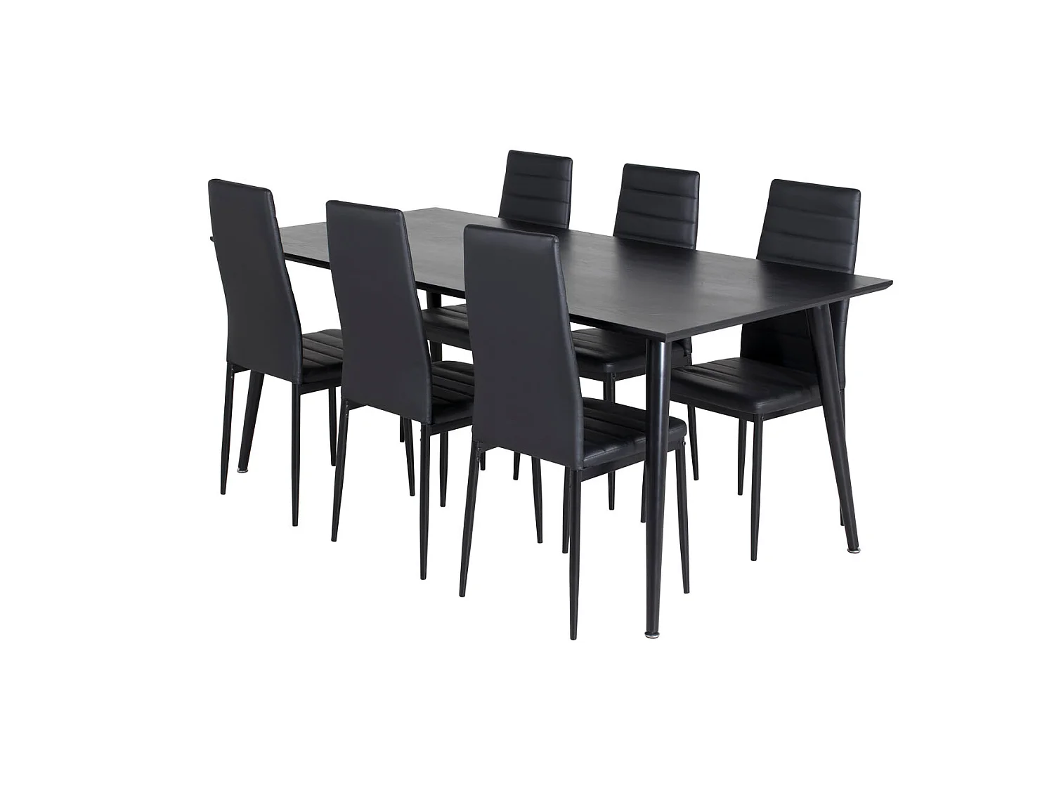 Dipp180x90BLBL ensemble table, table noir et 6 Slim High Back chaises Similicuir PU noir.