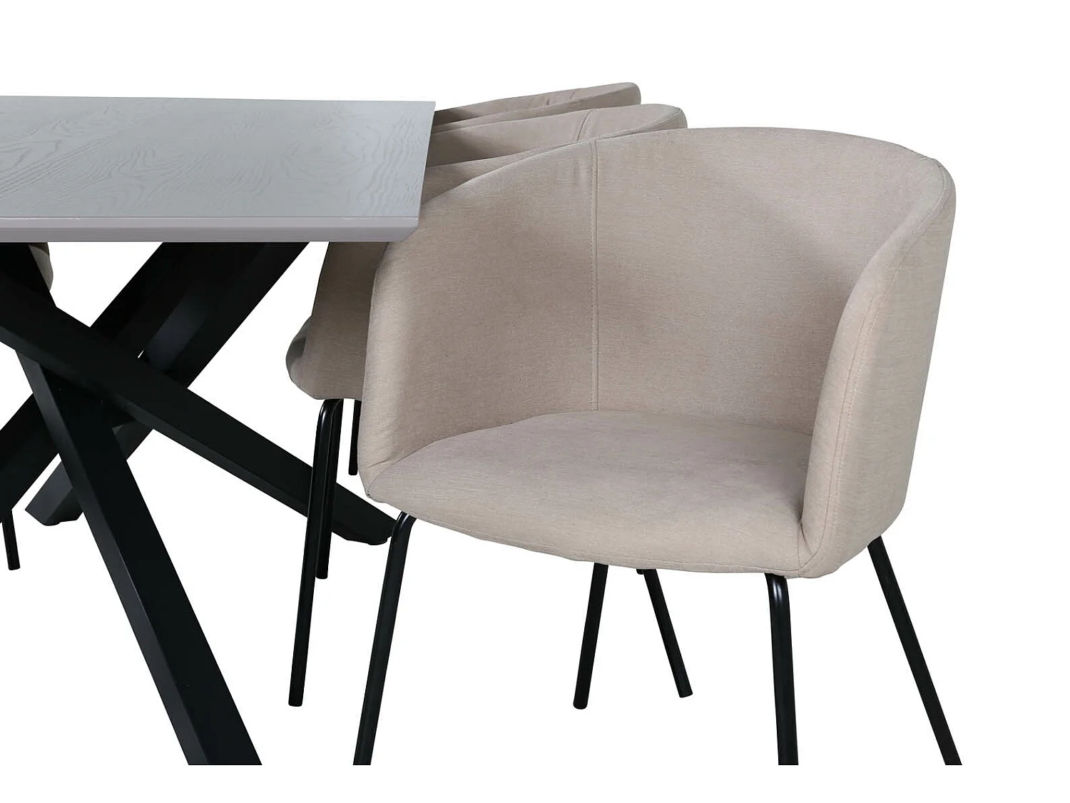 PiazzaGRBL eethoek eetkamertafel grijs en 6 Berit eetkamerstal beige.