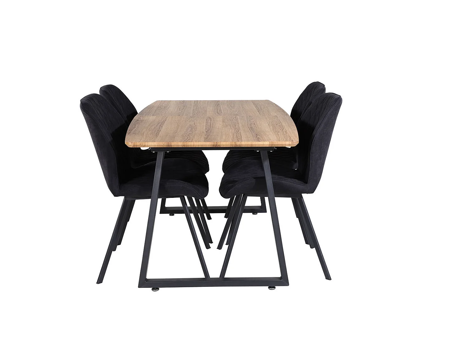 IncaNABL ensemble table, table extensible longueur cm160 / 200 El bois décor et 4 Gemma chaises noir.