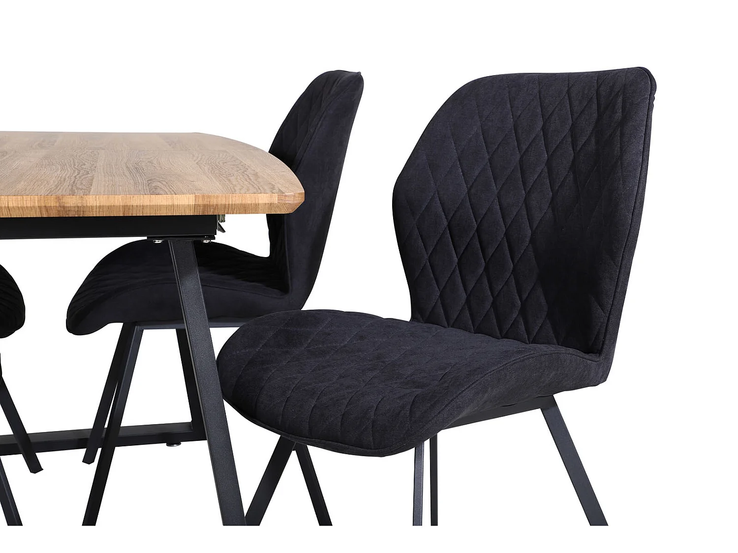 IncaNABL ensemble table, table extensible longueur cm160 / 200 El bois décor et 4 Gemma chaises noir.